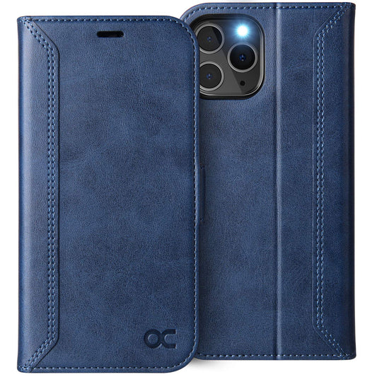 OCASE Retro preklopni ovitek za iPhone 12 Pro Max, RFID zaščita, stojalo, usnjen videz