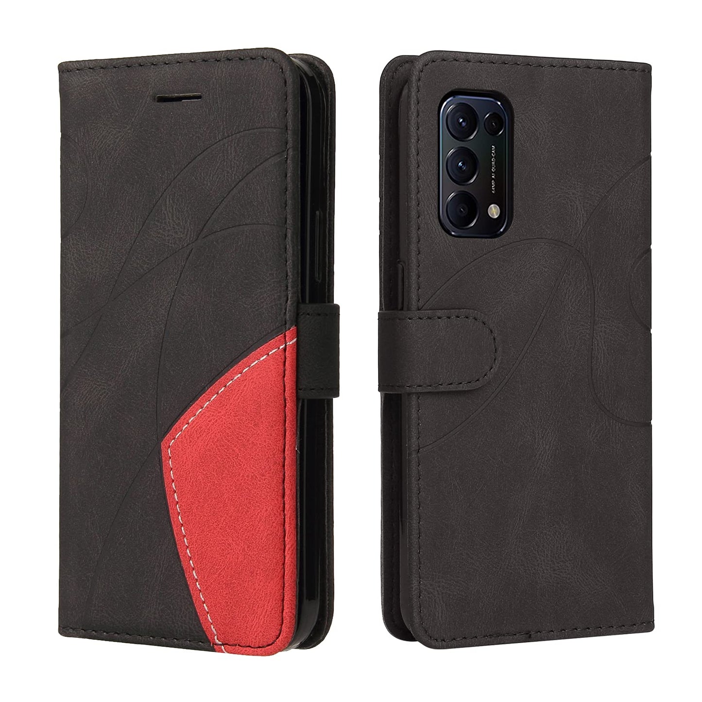 Preklopna torbica Oppo Reno5 z režami za kartice črna