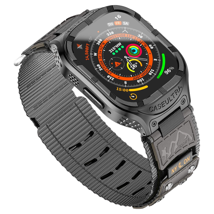 Športni pašček za uro "Caseultra" Apple Watch 45 mm/44 mm/42 mm z jeklenim ohišjem – Infostyle – Črna
