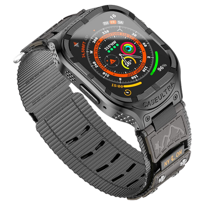 Športni pašček za uro "Caseultra" Apple Watch 45 mm/44 mm/42 mm z jeklenim ohišjem – Infostyle – Črna