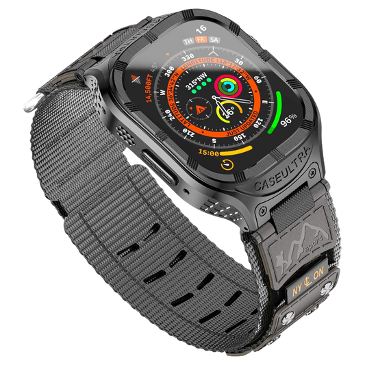 Športni pašček za uro "Caseultra" Apple Watch 45 mm/44 mm/42 mm z jeklenim ohišjem – Infostyle – Črna