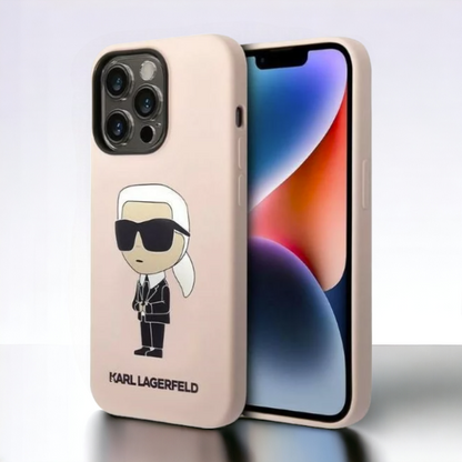 Ovitek Karl Lagerfeld "Icon - silicone pink" za iPhone 14 Pro (KLHCP14LSNIKBCP) – Svetlo roza / TPU silikon