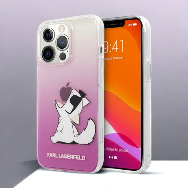 Ovitek Karl Lagerfeld "Choupette - Pink" za iPhone 13/13 Pro (KLHCP13LCFNRCPI) – Roza / PC + TPU silikon