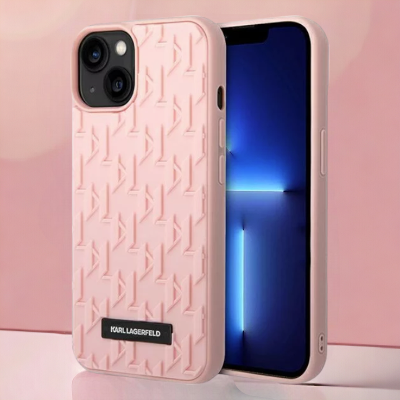 Ovitek Karl Lagerfeld "3D monogram - pink " za iPhone 13/14/15 (KLHCP14SRUPKLPP) – Svetlo roza / TPU silikon