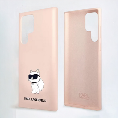 Ovitek Karl Lagerfeld "Choupette - silicon pink" za Samsung Galaxy S23 Ultra (KLHCS23LSNCHBCP)