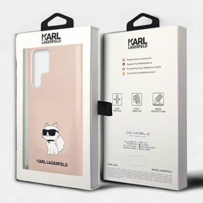 Ovitek Karl Lagerfeld "Choupette - silicon pink" za Samsung Galaxy S23 Ultra (KLHCS23LSNCHBCP)