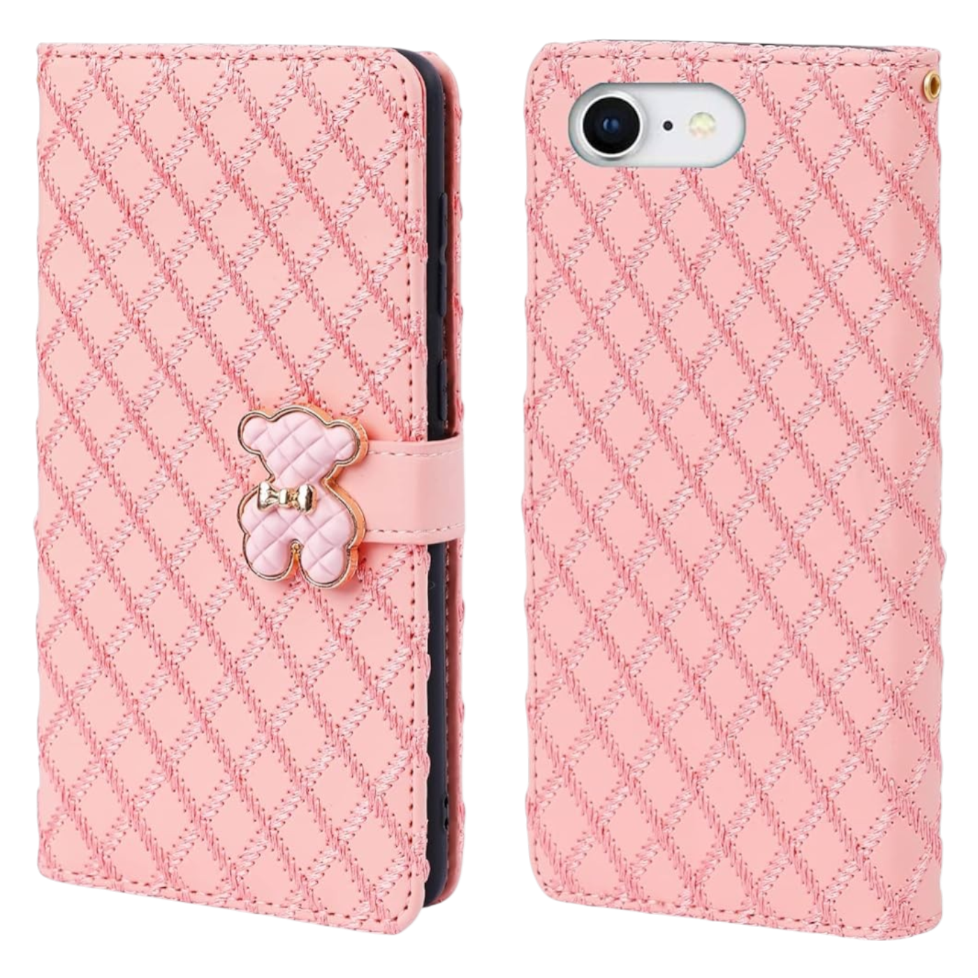 Preklopna torbica Teddy Bear za iPhone 7 / 8 / SE 2020 – roza