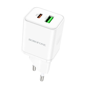 Borofone BN7 stenski polnilec USB USB-C 20W bela