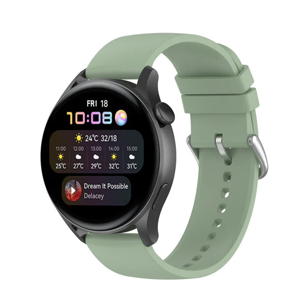 Keweni Sage Green Silicone Strap 22mm - Universal for Huawei, Amazfit, and other smartwatches