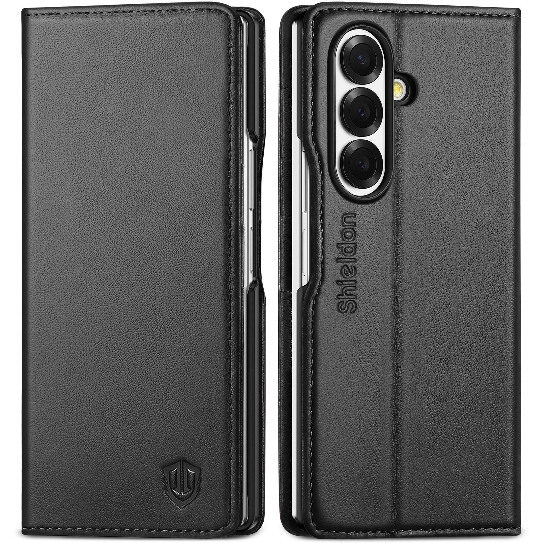 SHIELDON usnjen ovitek Samsung Galaxy Z Fold 7 črna