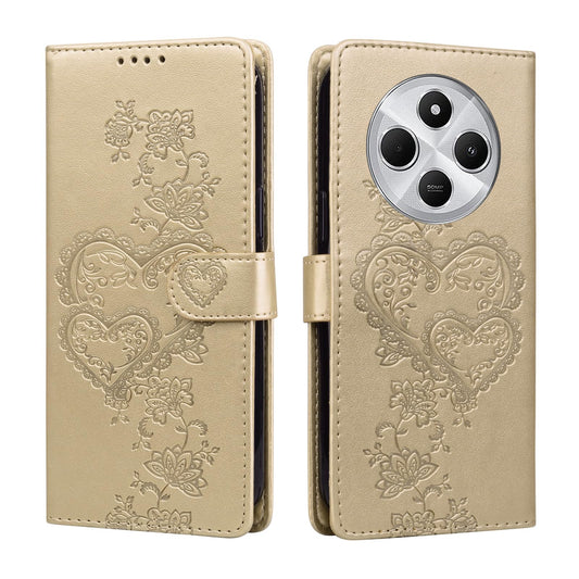 Preklopni-ovitek-za-Xiaomi-Redmi-14C-zlato-srce:Preklopni ovitek za Xiaomi Redmi 14C – zlato srce
