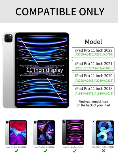 Ovitek za iPad Pro 11 (2022/2021/2020/2018) – Prozoren Zadnji Pokrov, Samodejno Prebujanje/Spanje, Roza Vzorec