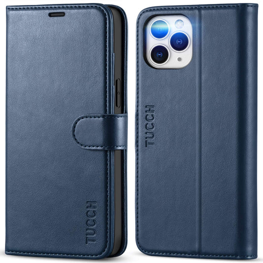 Preklopni ovitek TUCCH iPhone 12 Pro Max temno modra torbica