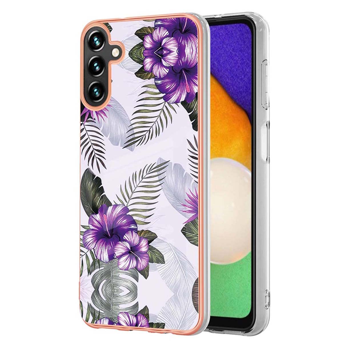 HAOYE ovitek za Samsung Galaxy A34 5G –  z vzorcem vijolične rože, tanek in odporen proti udarcem
