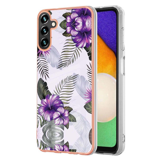 HAOYE ovitek za Samsung Galaxy A34 5G –  z vzorcem vijolične rože, tanek in odporen proti udarcem