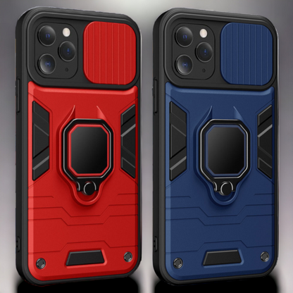 Silikonski ovitek "ring lens" za iPhone 13 Pro – Infostyle – Rdeča / PC + TPU silikon