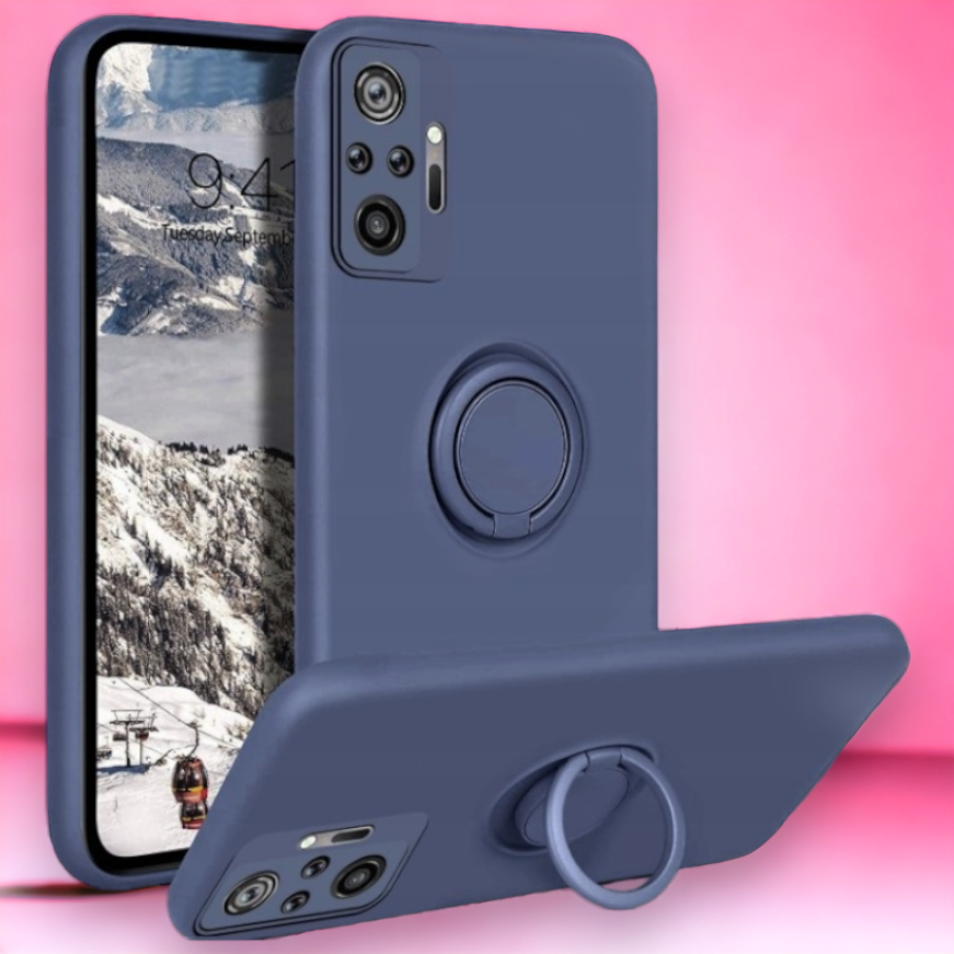 Silikonski ovitek "Silicone Ring" z držalom za Xiaomi Redmi Note 10 Pro Max - Modra – Vennus – Modra / TPU silikon