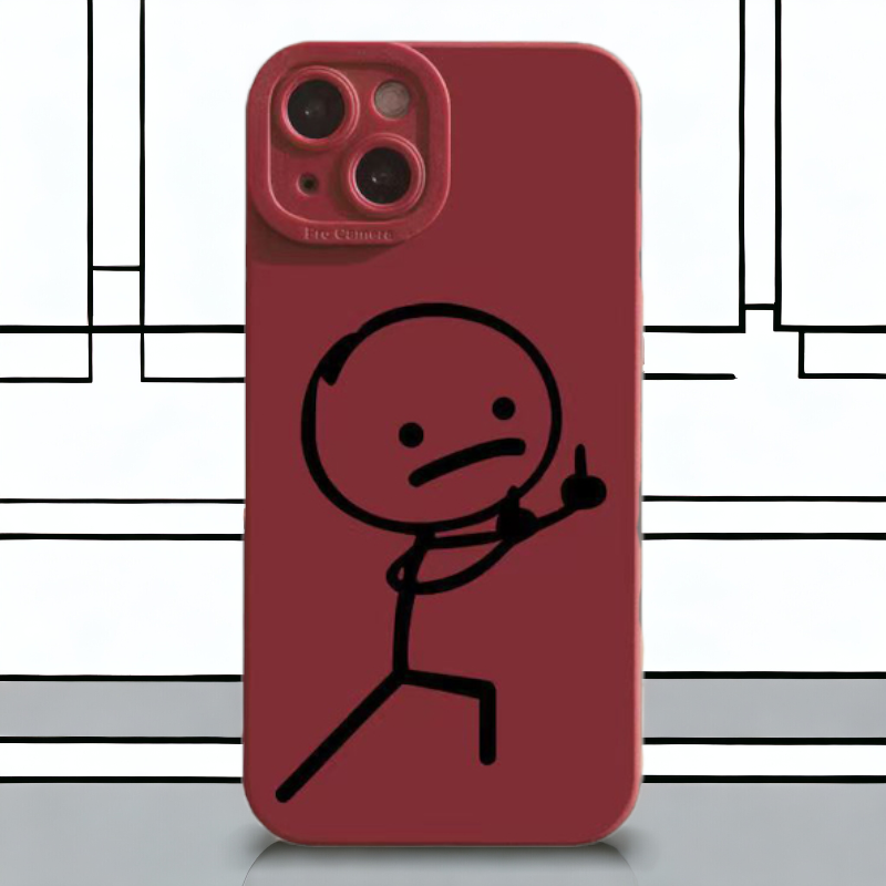 Silikonski ovitek "Funny Middle Finger" za iPhone 14 Plus – Infostyle – Rdeča / Stil 2 / TPU silikon