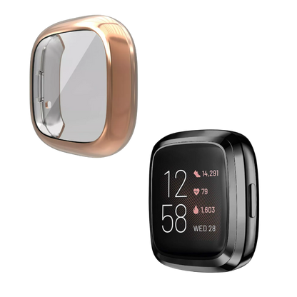 Ovitek za uro Fitbit Versa, 2 kosa - črna in roza – Infostyle – Črna