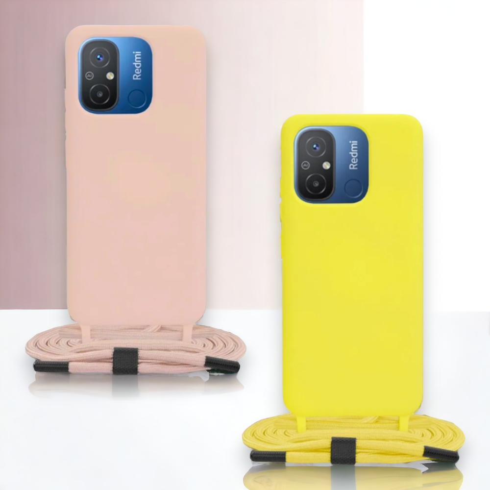 Silikonski ovitek "Crossbody Lanyard" za Xiaomi Redmi 12C – Techsuit – Svetlo roza / TPU silikon