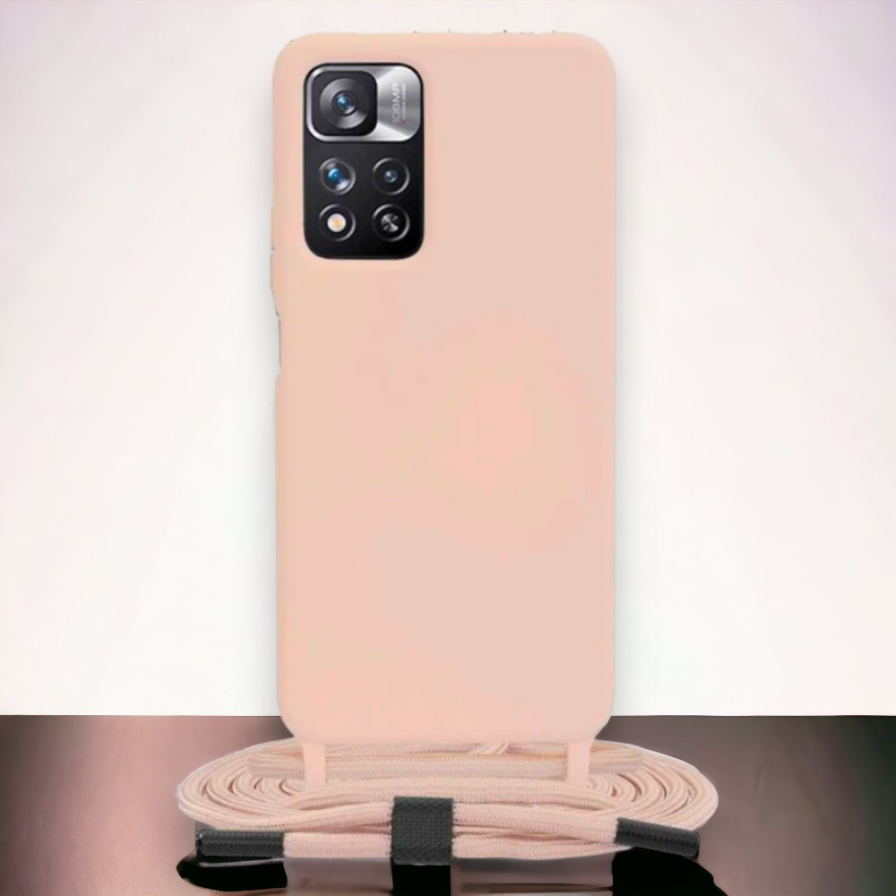Silikonski ovitek "Crossbody Lanyard" za Xiaomi Redmi Note 11 Pro Plus 5G - Roza – Techsuit – Svetlo roza / TPU silikon