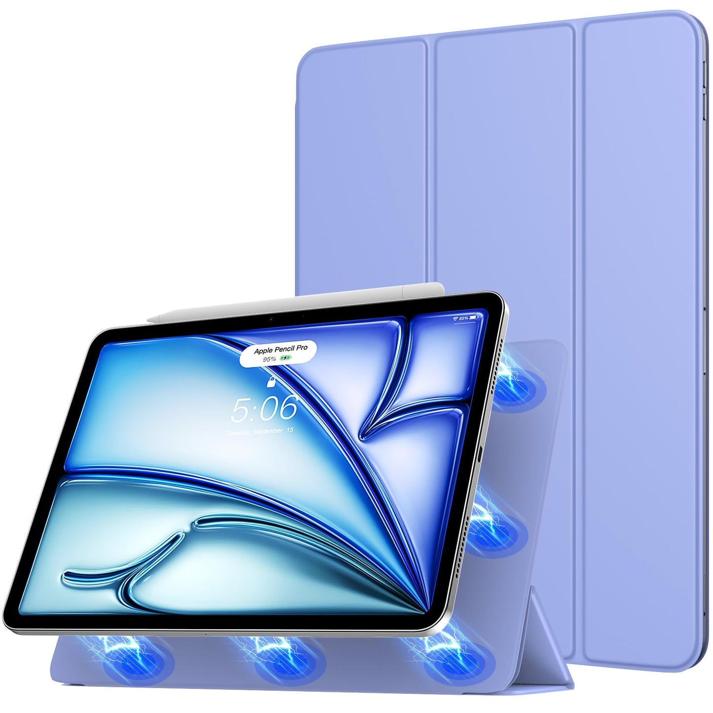TiMOVOmočanmagnnetniovitekza iPadAir5(2022),Air4(2020)iniPadPro11(2018)-trojnostojalo,podporaApplePencil,sivkastovijoličen
