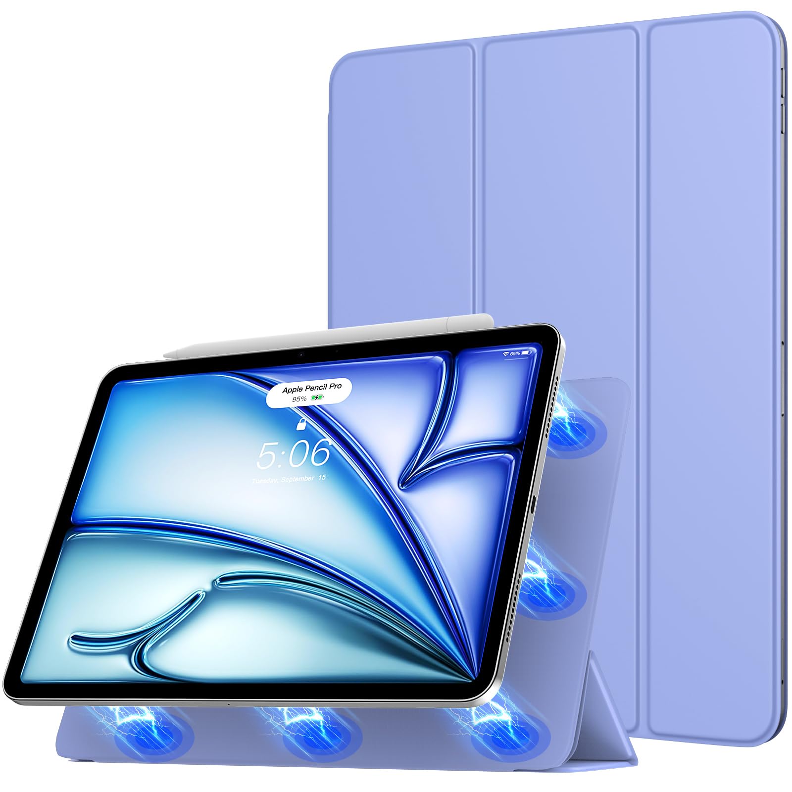 TiMOVOmočanmagnnetniovitekza iPadAir5(2022),Air4(2020)iniPadPro11(2018)-trojnostojalo,podporaApplePencil,sivkastovijoličen