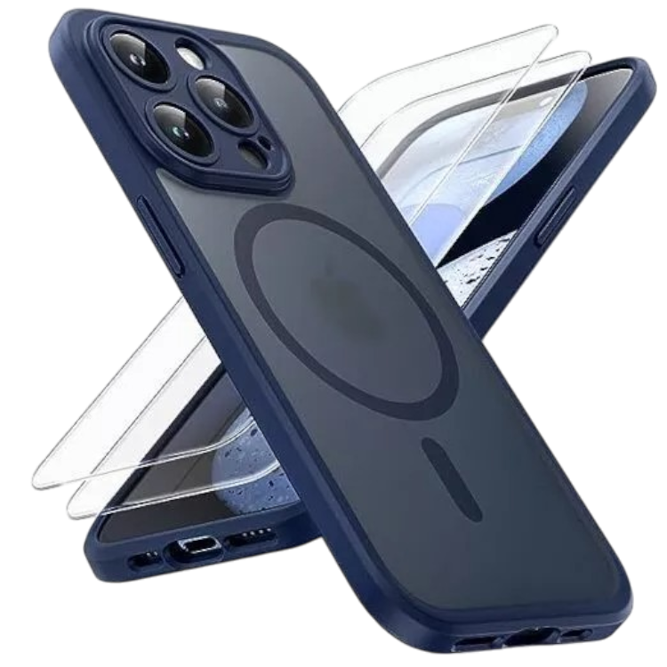 Komplet ovitek + 2 zaščitni stekli za iPhone 15 Pro – Tocol – Temno modra