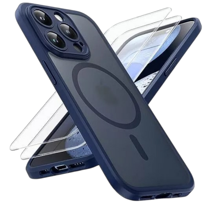 Komplet ovitek + 2 zaščitni stekli za iPhone 15 Pro – Tocol – Temno modra