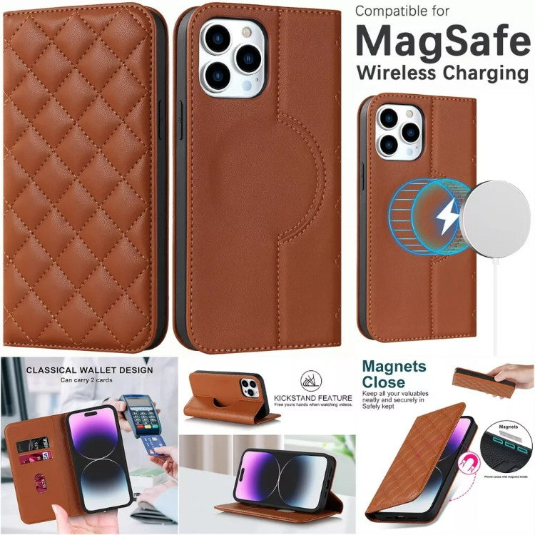 Preklopna torbica za telefon iPhone 13/14, rjava/roza