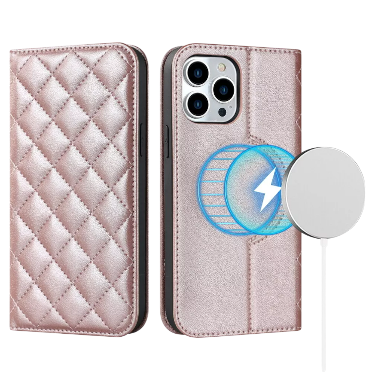 Preklopna torbica za telefon iPhone 13/14, rjava/roza