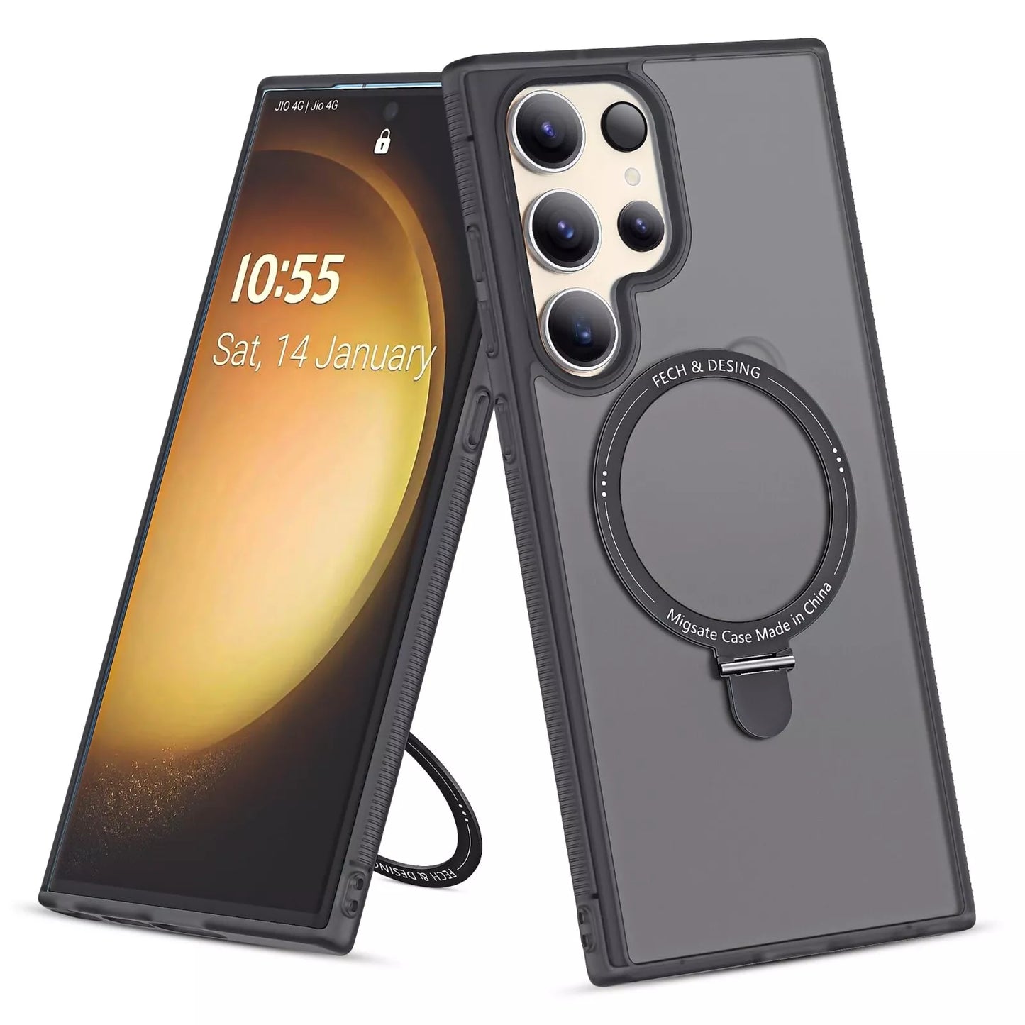 Ovitek za telefon "Metallic MagSafe" za Samsung Galaxy S23 Ultra, roza/črna – Lokass – Črna