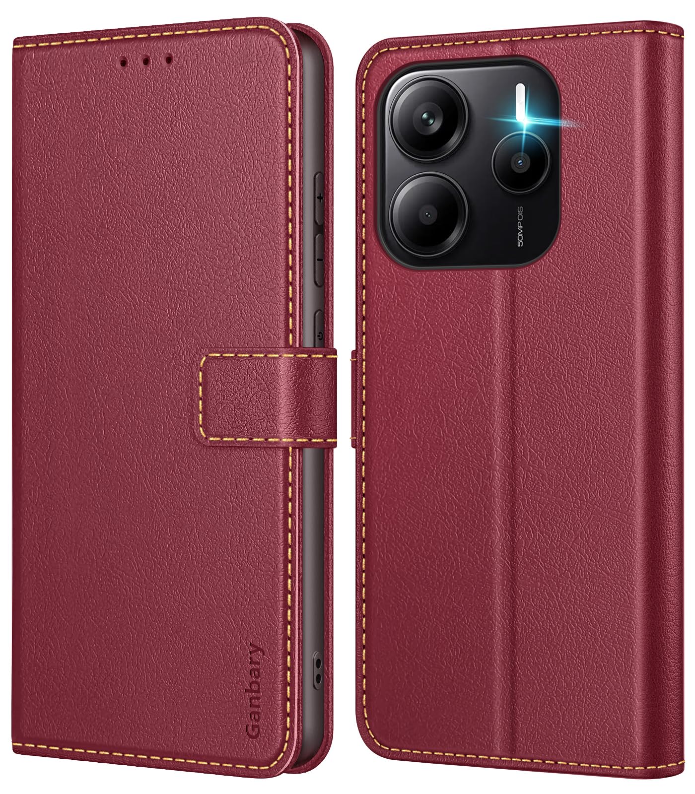 Ganbary-preklopni-ovitek-za-Xiaomi-Redmi-Note-14-4G-bordo:Ganbary preklopni ovitek za Xiaomi Redmi Note 14 4G – bordo