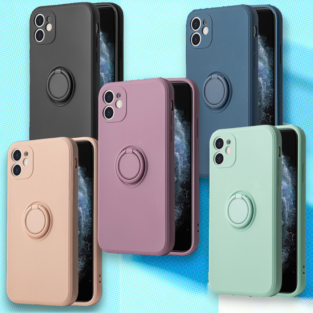 Silikonski ovitek "Silicone Ring" z držalom za Samsung Galaxy A33 5G – Vennus – Črna / TPU silikon