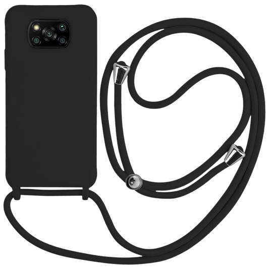 Scandi silikonski ovitek z vrvico za Xiaomi Poco X3 NFC črn zaščitni etui z nastavljivo vrvico