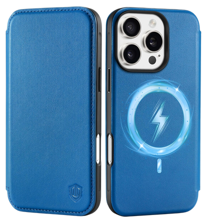Preklopna torbica za telefon "Shieldon" iPhone 16 Pro – Modra
