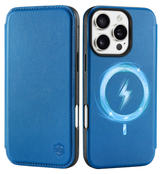 Preklopna torbica za telefon "Shieldon" iPhone 16 Pro – Modra