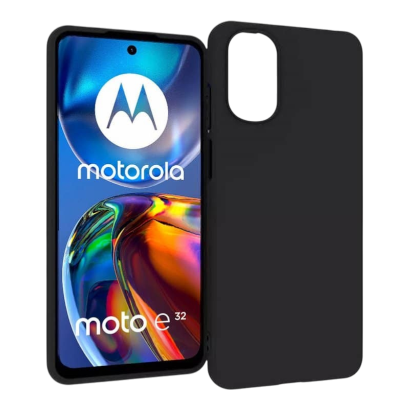 Silikonski ovitek, zaščitno steklo in ring za Motorola Moto E32 črna zaščitni komplet