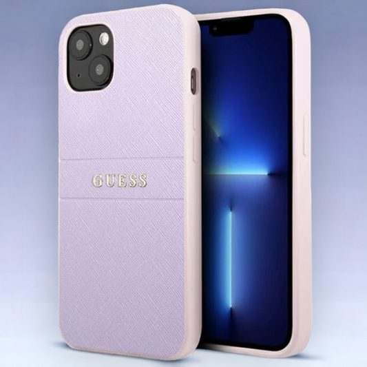 Ovitek Guess "silver purple" za iPhone 13 Mini (GUHCP13SPSASBPU) – Vijolična / PC + TPU silikon + Ekološko usnje