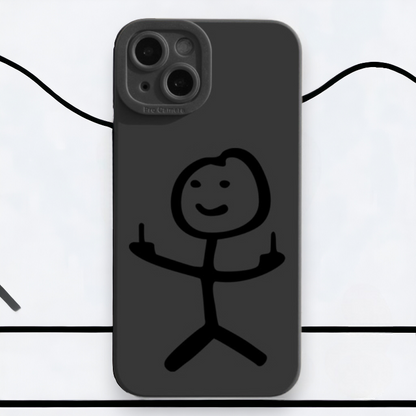 Smešen stickman ovitek za iPhone 12 Pro Max v rdeči in črni barvi z minimalističnim dizajnom - black2