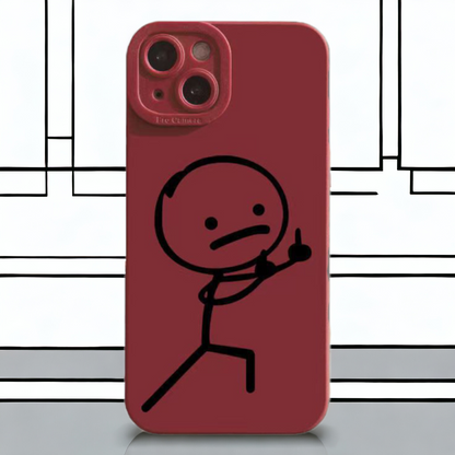 Smešen stickman ovitek za iPhone 13 Pro Max v rdeči in črni barvi z minimalističnim dizajnom - red1