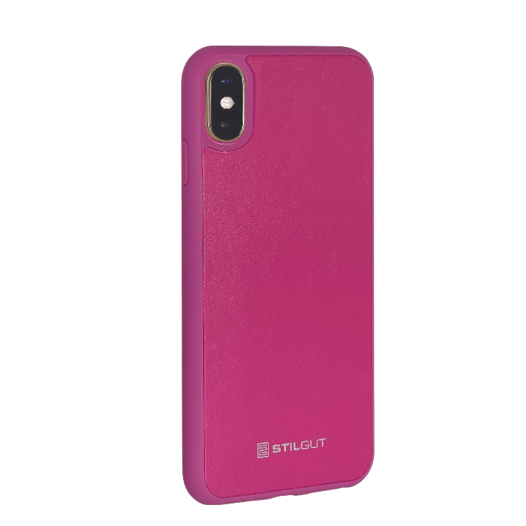 Ovitek za telefon "StilGut" iPhone XS z usnjem – Roza