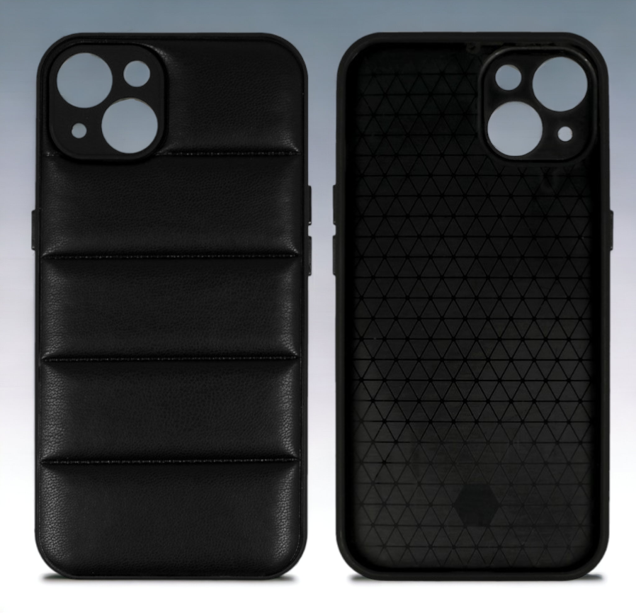 Silikonski ovitek "Striped Leather 3D" za iPhone 13 - črna – Infostyle