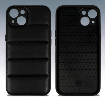Silikonski ovitek "Striped Leather 3D" za iPhone 13 - črna – Infostyle