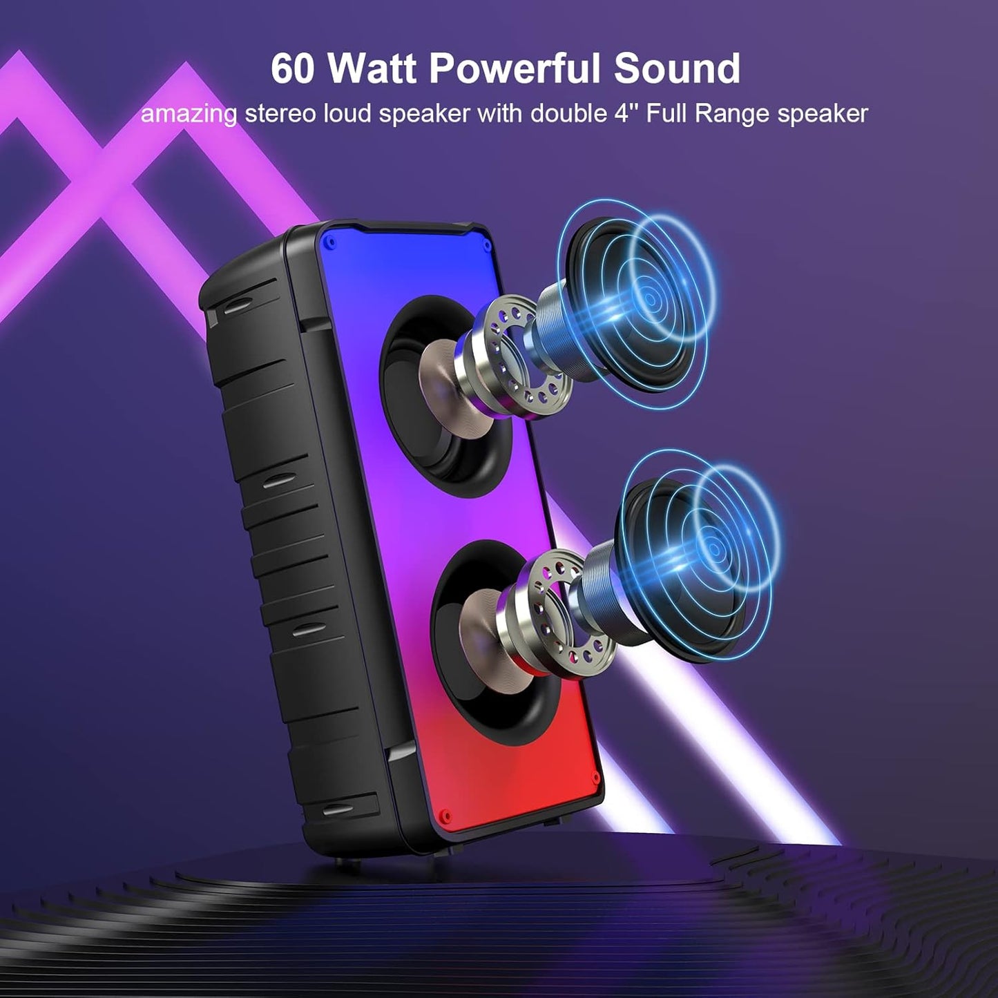 TAMPROAD A67 Portable Bluetooth Speaker 60W (80W Peak) – Party, TWS, Lights