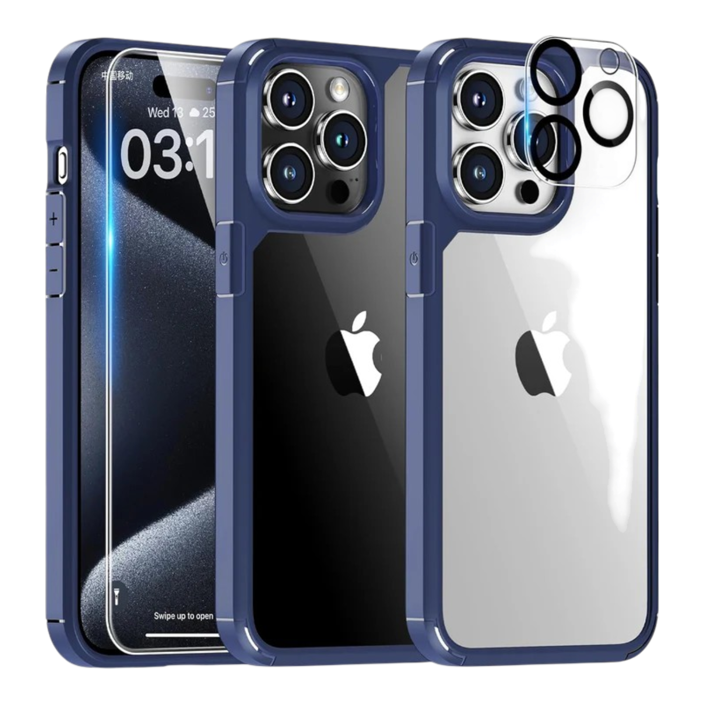 TAURI 5v1 MagSafe ovitek za iPhone 15 Pro z zaščitnim steklom in zaščito kamere temno modra