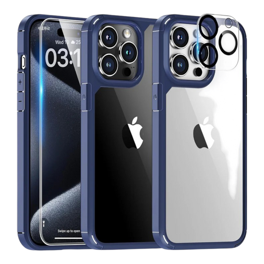 TAURI 5v1 MagSafe ovitek za iPhone 15 Pro z zaščitnim steklom in zaščito kamere temno modra