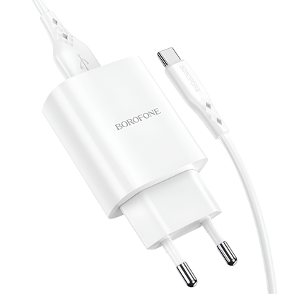 Komplet stenski polnilnik ''Borofone BN1'' z USB-C kablom – Bela