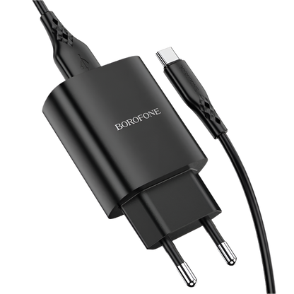 Komplet stenski polnilnik ''Borofone BN1'' z USB-C kablom – Črna