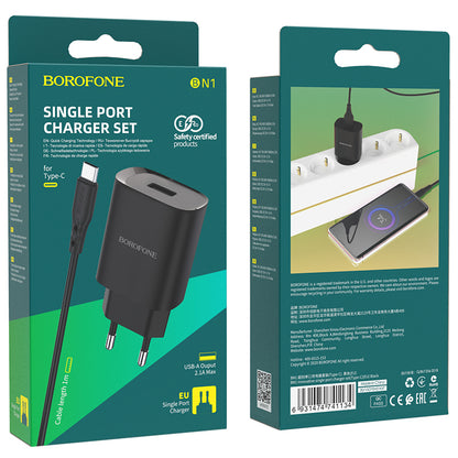 Komplet stenski polnilnik ''Borofone BN1'' z USB-C kablom